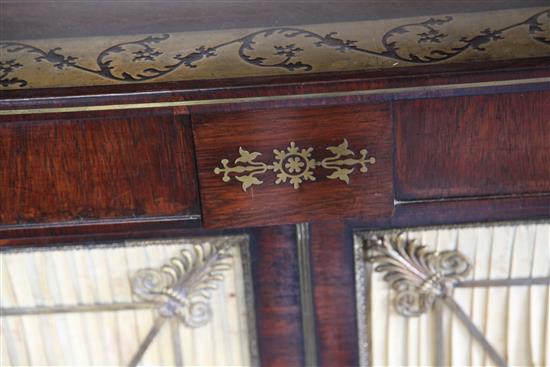 A Regency brass inset rosewood chiffonier, W.3ft 10in. D.1ft 6in. H.4ft 2in.